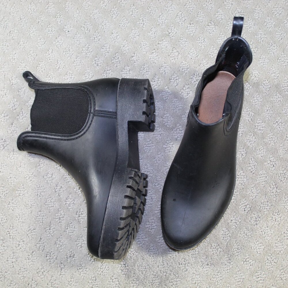 Jeffrey Campbell Womens Chelsea Boots Black Pull On Size 7 Rain Winter